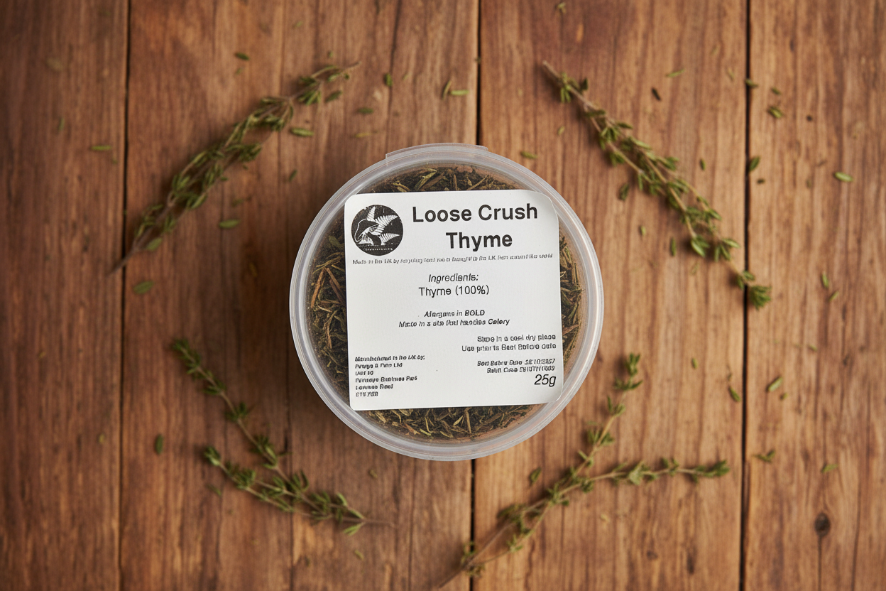 Loose Crush Thyme Pot - Rustic Background